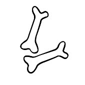 Bones. Hand drawn outline vector illustration in doodle style, isolated on a white background