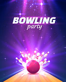 Bowling club poster with the bright background.