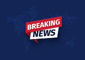 Breaking news Isolated vector icon. Sign of main news on dark world map background