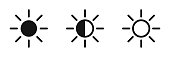 Brightness contrast icon set. Vector bright intensity symbols.