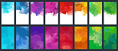 Bundle set of vector colorful watercolor background templates
