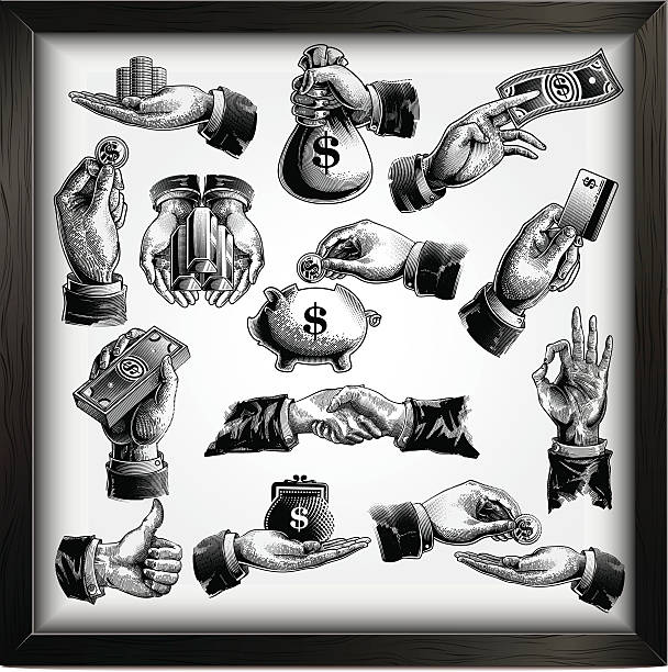 ilustraciones, imágenes clip art, dibujos animados e iconos de stock de conjunto de iconos de negocios - bolsa de dinero