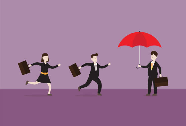 business people run to an umbrella vector