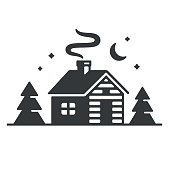 Cabin in woods icon