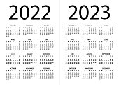 Calendar 2022 2023 - vector illustration. Week starts on Sunday