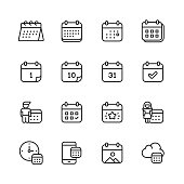 Calendar Line Icons. Editable Stroke. Pixel Perfect. For Mobile and Web. Contains such icons as Calendar, Appointment, Payment, Holiday, Clock.