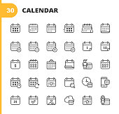 Calendar Line Icons. Editable Stroke. Pixel Perfect. For Mobile and Web. Contains such icons as Calendar, Appointment, Holiday, Clock, Time, Deadline.