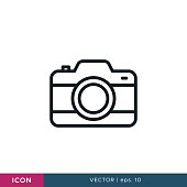 Camera icon vector design template. Editable stroke