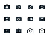 camera icons set, photo camera sign vector illustration