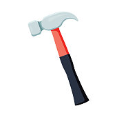 Carpenter hammer tool icon. Vector illustration in flat style