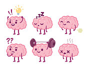 Cartoon brain character set