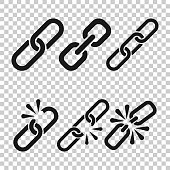 Chain sign set collection icon in transparent style. Link vector illustration on isolated background. Hyperlink business concept.