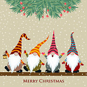 Christmas card with gnomes
