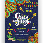 Cinco De Mayo announcing poster template with creative lettering.