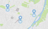 City map with some location tags
