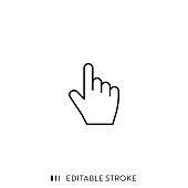 Click Hand Icon with Editable Stroke and Pixel Perfect.