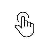 Clicker, Pointer Hand Line Icon. Editable Stroke. Pixel Perfect. For Mobile and Web.