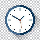 Clock icon in flat style, timer on a transparent background. Vector design element