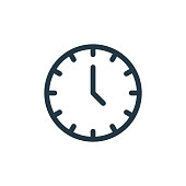 clock vector icon isolated on white background. Outline, thin line clock icon for website design and mobile, app development. Thin line clock outline icon vector illustration.