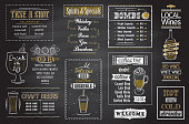 Cocktails menu chalkboard set