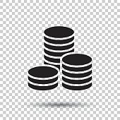 Coins stack vector illustration. Money stacked coins icon in flat style.