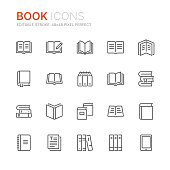 Collection of books line icons. 48x48 Pixel Perfect. Editable stroke
