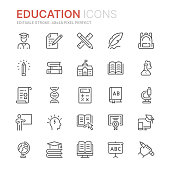 Collection of education related line icons. 48x48 Pixel Perfect. Editable stroke