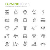 Collection of farming related line icons. 48x48 Pixel Perfect. Editable stroke