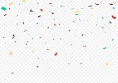Colorful Confetti and ribbon celebrations design isolated on transparent background