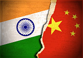 Conflict concept of India and China flag