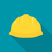 Construction helmet. Yellow safety hat