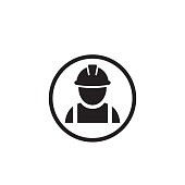 Construction worker vector icon on white