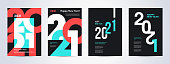Creative concept of 2021 Happy New Year posters set