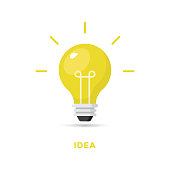 Creative Idea and Bulb Icon Flat Design.