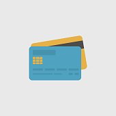 Credit Cards Icon. Modern Minimal Flat Design Style, Vector illustration. Travel Icons Set.