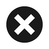 Cross icon flat black round button vector illustration