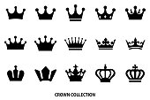 crown icon set / Black color