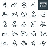 Customer Service Thin Line Icons - Editable Stroke