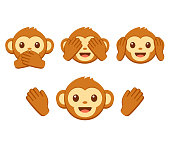 Cute monkey emoji set