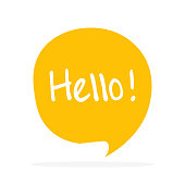 Cute vector speech bubble icon with hello greeting
