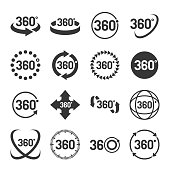 360 Degree Icons Set. Vector