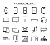 Devices, bold line icons