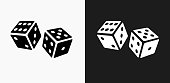 Dice Icon on Black and White Vector Backgrounds