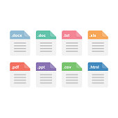 Document files format icons set