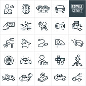 Driving and Traffic Thin Line Icons - Editable Stroke