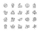 Eco friendly related thin line icon set in minimal style