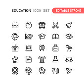 Education Outline Icons Editable Stroke