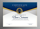 elegant blue and gold diploma certificate template