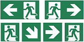 emergency exit sign set - pictogram vector illustration   -