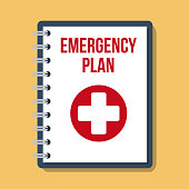 emergency plan documents in paper binder, vector flat illustration